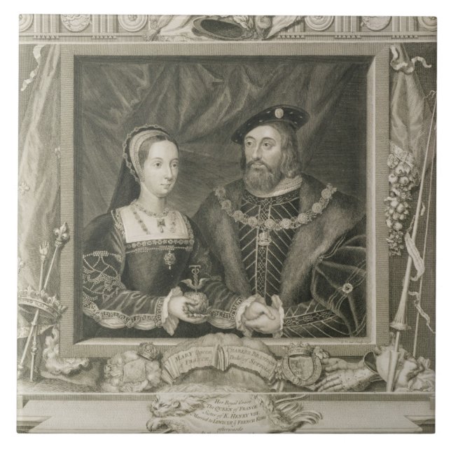 Portrait of Mary (1496-1533) Queen of France, and Tile (Front)
