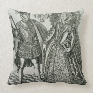 Portrait of Mary, Queen of Scots (1542-87) and Hen Throw Pillow