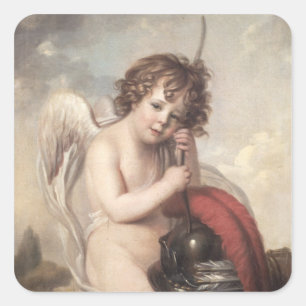 Portrait of Master Oswald Fawcett as Cupid (oil on Square Sticker