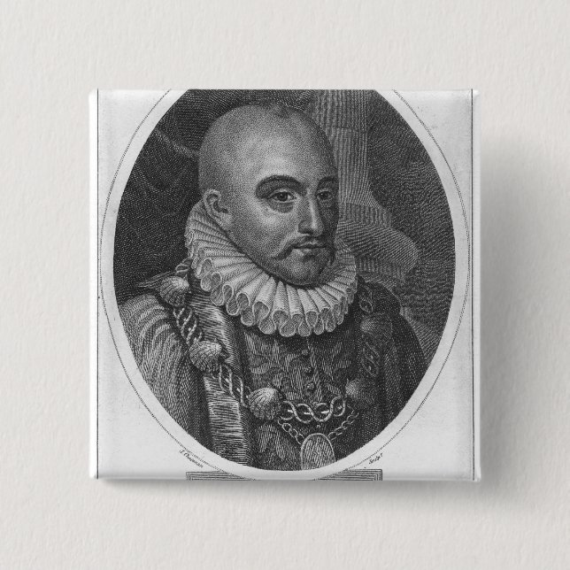 Portrait of Michel de Montaigne 2 Inch Square Button (Front)