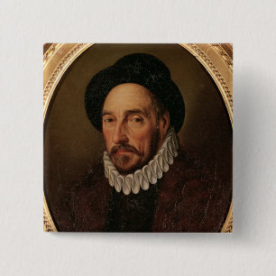 Portrait of Michel Eyquem de Montaigne 2 Inch Square Button