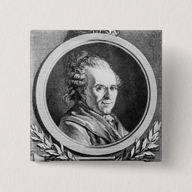 Portrait of Michel-Jean Sedaine 2 Inch Square Button (Front)