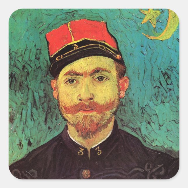 Portrait of Milliet, The Lover by Vincent van Gogh Square Sticker (Front)