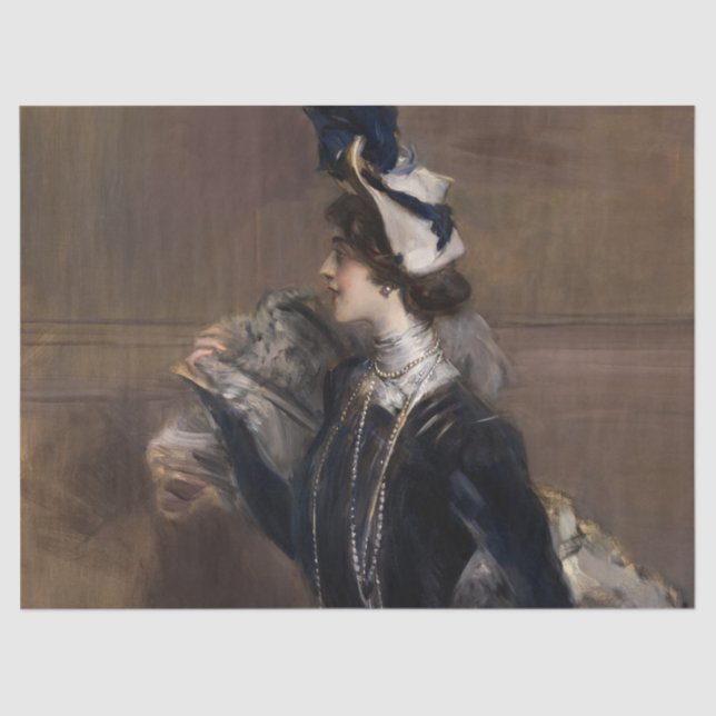 Portrait of Mme. Lina Cavalieri by G. Boldini Tissue Paper (Front)