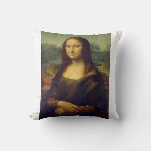 Portrait of Mona Lisa del Giocondo by Leonardo da  Throw Pillow (Front)