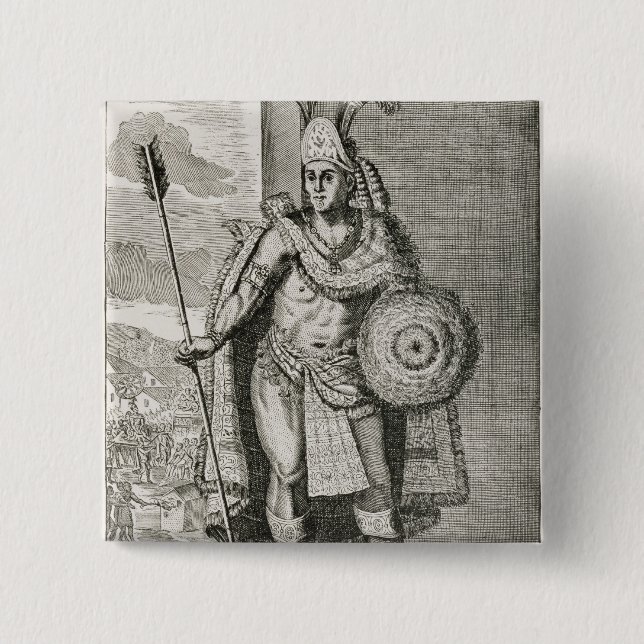 Portrait of Montezuma II 2 Inch Square Button (Front)