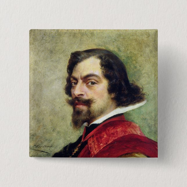 Portrait of Mounet-Sully 2 Inch Square Button (Front)