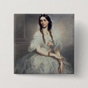 Portrait of Mrs C.W.Stoughton (d.1907), Three-quar 2 Inch Square Button