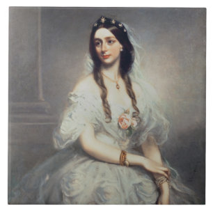 Portrait of Mrs C.W.Stoughton (d.1907), Three-quar Tile