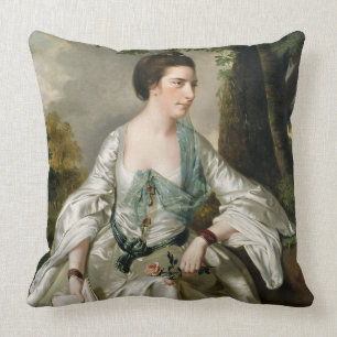 Portrait of Mrs Nicholas Ashton, nee Mary Warburto Throw Pillow