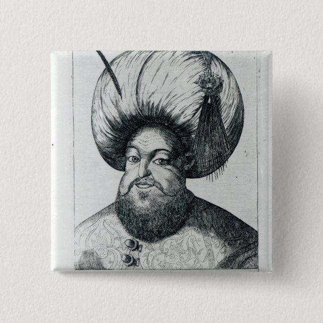Portrait of Murad III 2 Inch Square Button (Front)