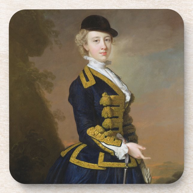 Portrait of Nancy Fortesque wearing a dark blue ri Coaster (Front)