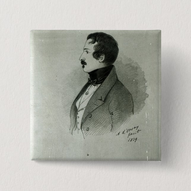 Portrait of Napoleon III  as a young man, 1839 2 Inch Square Button (Front)