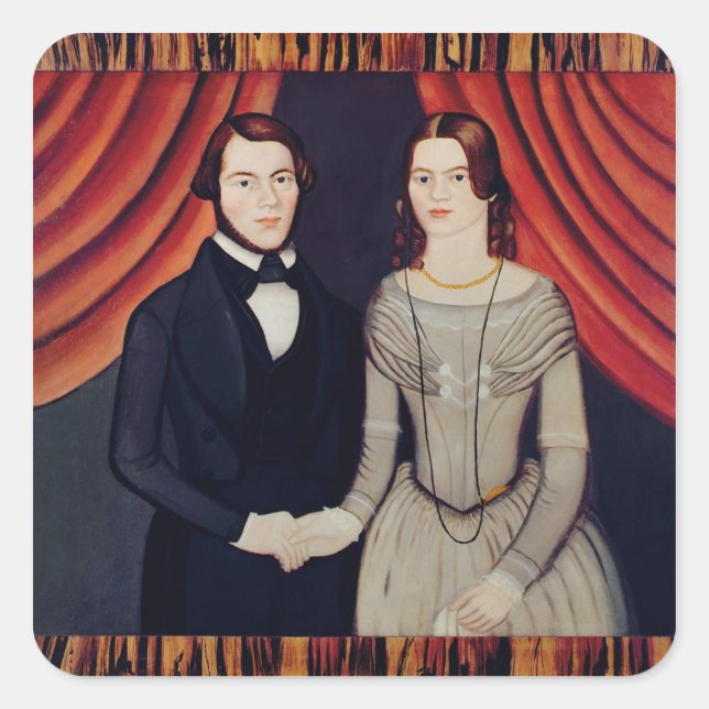Portrait of Newly-weds Square Sticker (Front)