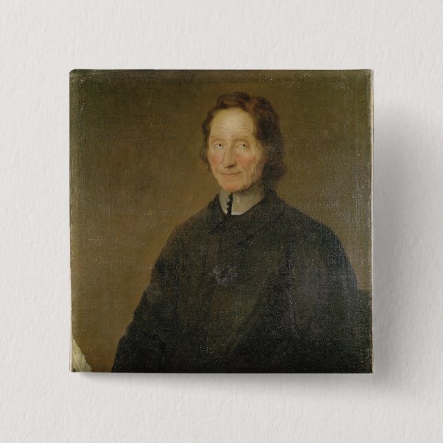 Portrait of Nicolas de Malebranche 2 Inch Square Button (Front)