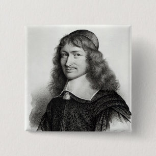 Portrait of Nicolas Fouquet engraved by Maurin 2 Inch Square Button