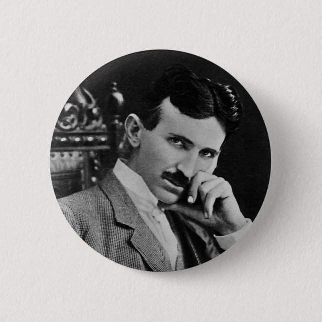 Portrait of Nikola Tesla 2 Inch Round Button (Front)