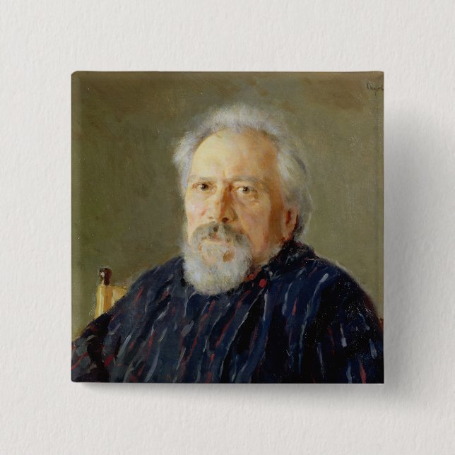 Portrait of Nikolay Leskov 2 Inch Square Button (Front)