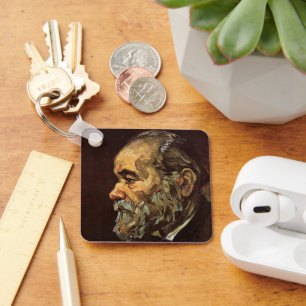 Portrait of Old Man with Beard by Vincent van Gogh Keychain