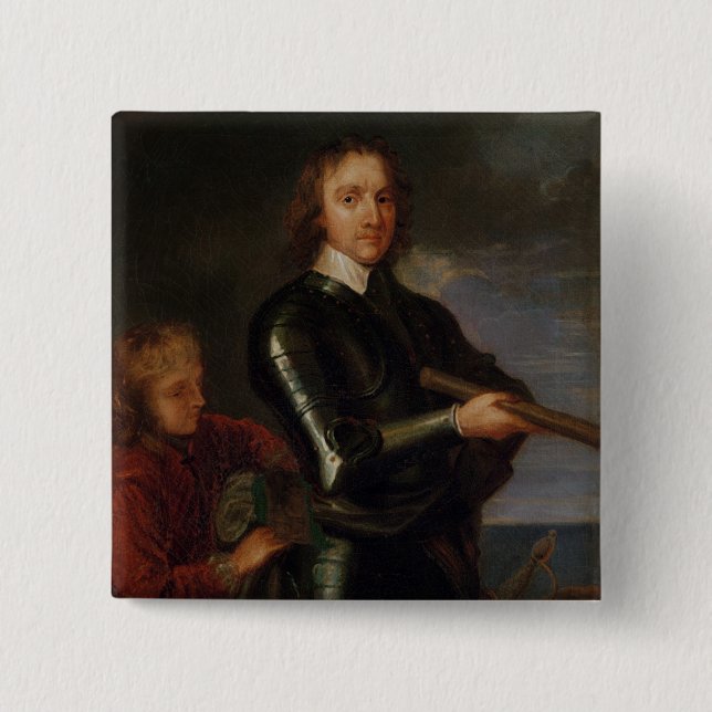 Portrait of Oliver Cromwell 2 Inch Square Button (Front)
