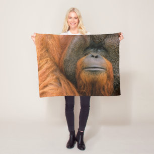 Portrait of Orang-utang Male, Georgia, USA Fleece Blanket