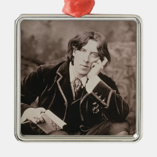 Portrait of Oscar Wilde (1854-1900), 1882 (b/w pho Metal Ornament