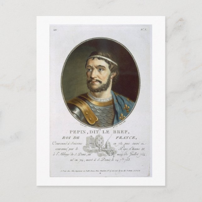 Portrait of Pepin, Called 'Le Bref', King of Franc Postcard (Front)