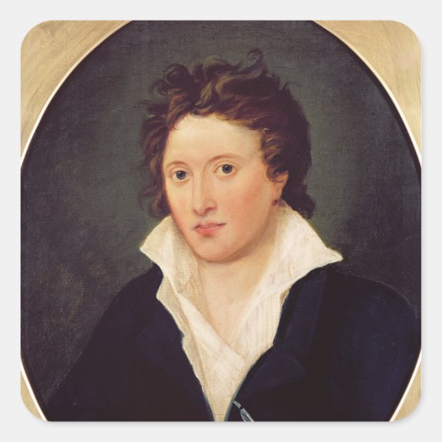 Portrait of Percy Bysshe Shelley, 1819 Square Sticker (Front)
