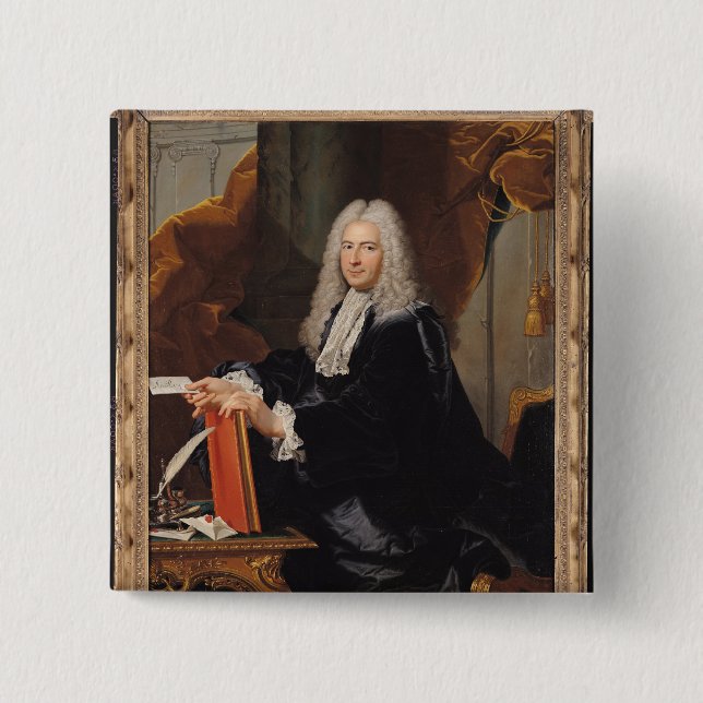Portrait of Philibert Orry 2 Inch Square Button (Front)