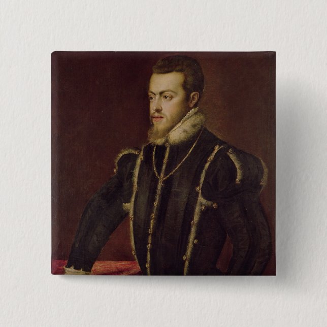 Portrait of Philip II  of Spain 2 Inch Square Button (Front)
