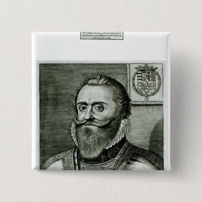 Portrait of Philippe-Emmanuel de Lorraine 2 Inch Square Button (Front)