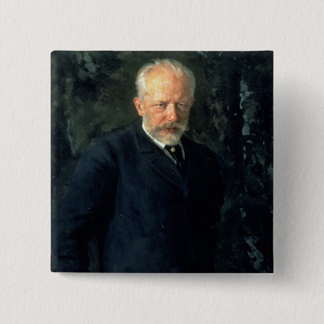 Portrait of Piotr Ilyich Tchaikovsky 2 Inch Square Button (Front)