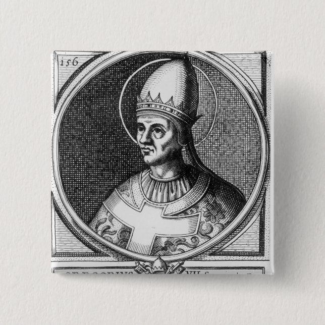 Portrait of Pope Gregory VII 2 Inch Square Button (Front)