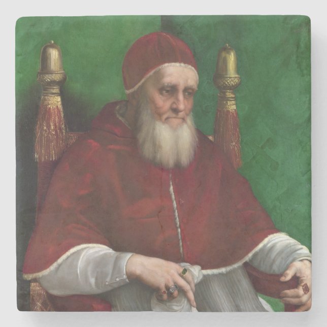 Portrait of Pope Julius II (by Raphael) Stone Coaster (Front)