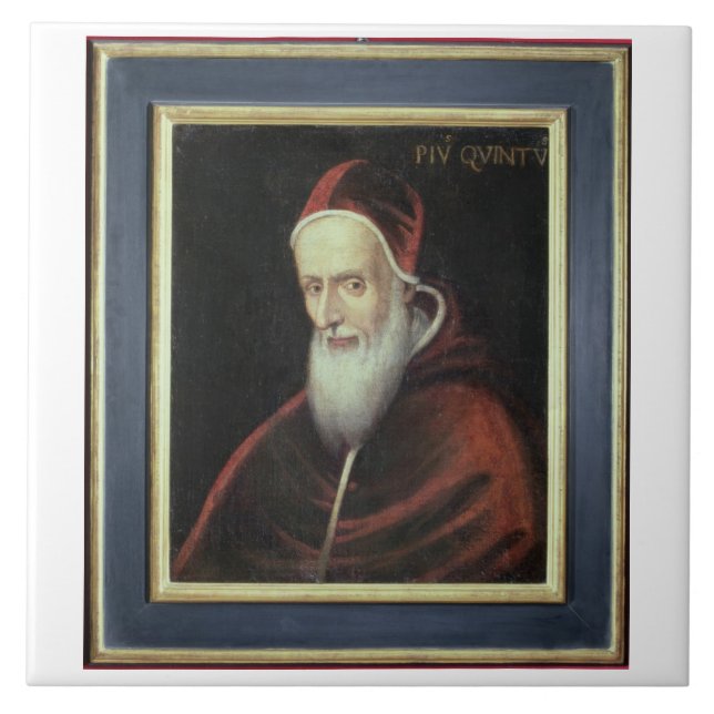 Portrait of Pope Pius V (1504-72) (oil on canvas) Tile (Front)