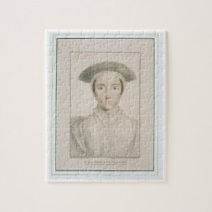Portrait of Queen Anne of Cleves (1515-57) engrave Jigsaw Puzzle