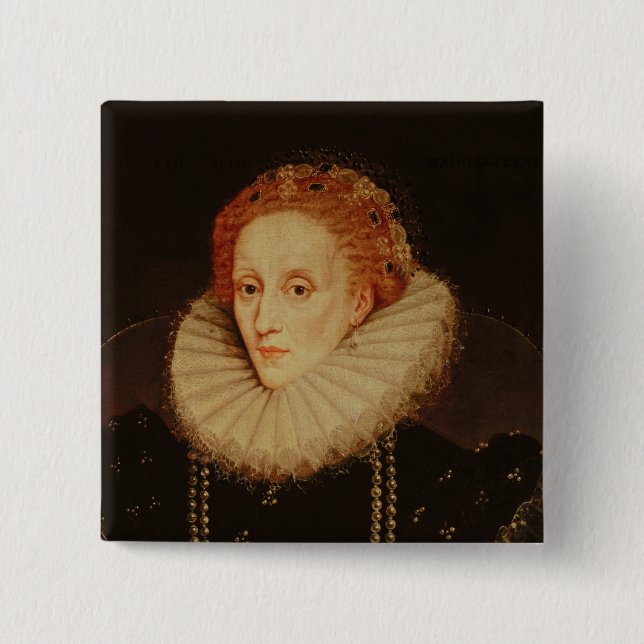 Portrait of Queen Elizabeth I 2 Inch Square Button (Front)