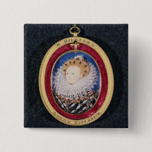 Portrait of Queen Elizabeth I (w/c on vellum) 2 Inch Square Button