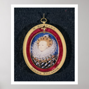 Portrait of Queen Elizabeth I (w/c on vellum) Poster