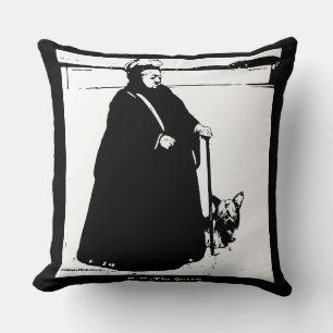 Portrait of Queen Victoria and Yorkie Dog Throw Pillow