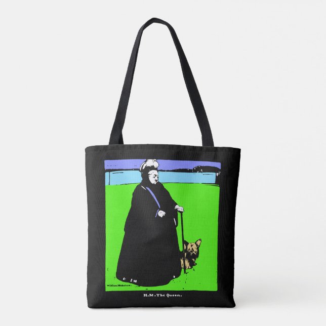Portrait of Queen Victoria and Yorkie Dog Tote Bag (Back)