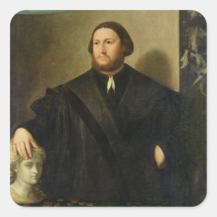 Portrait of Raphaele Grassi (oil on canvas) Square Sticker