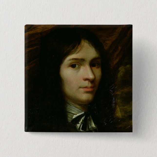Portrait of Rene Descartes 2 Inch Square Button (Front)