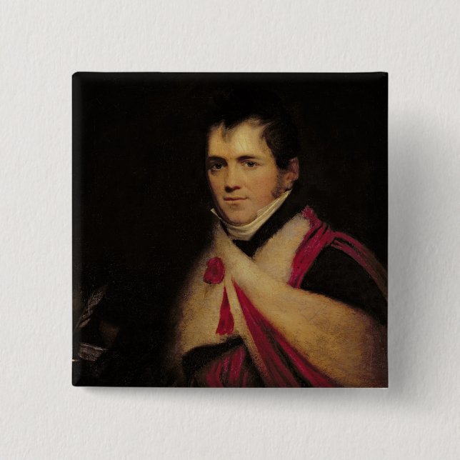 Portrait of Rev. Edward Daniel Clarke  c.1822 2 Inch Square Button (Front)