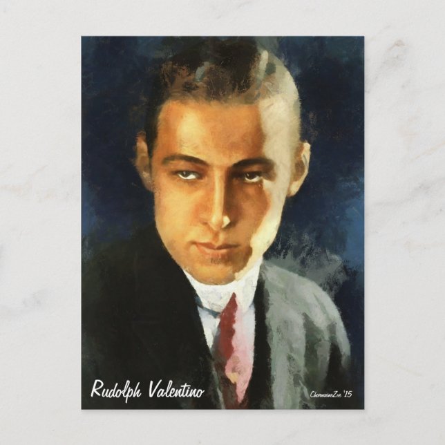 Portrait of Rudolph Valentino Art Postcard (Front)