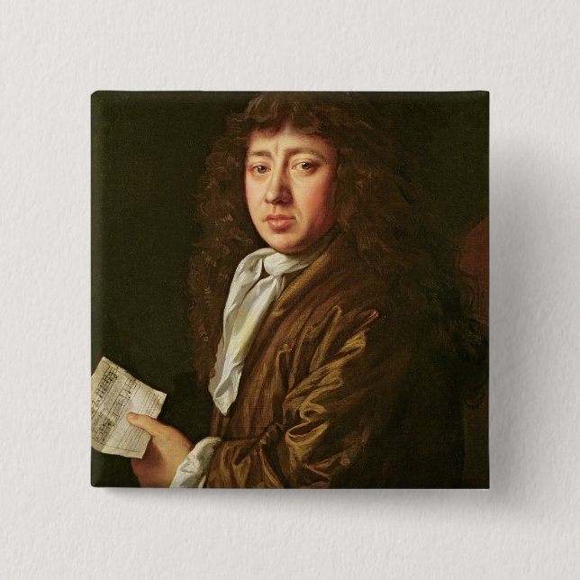 Portrait of Samuel Pepys  1666 2 Inch Square Button (Front)