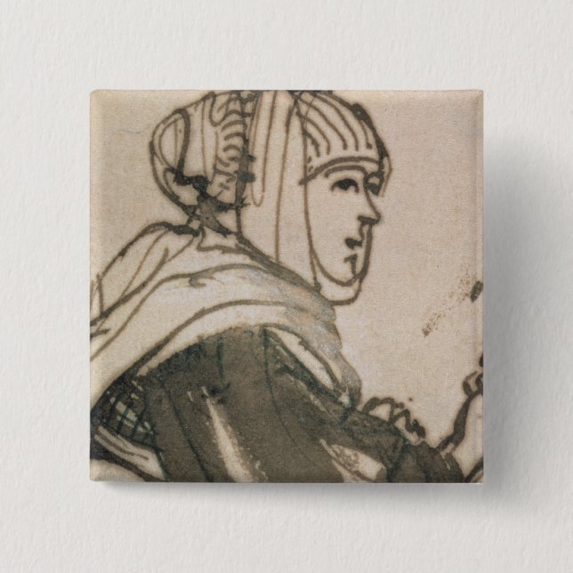 Portrait of Saskia, 1634 2 Inch Square Button (Front)