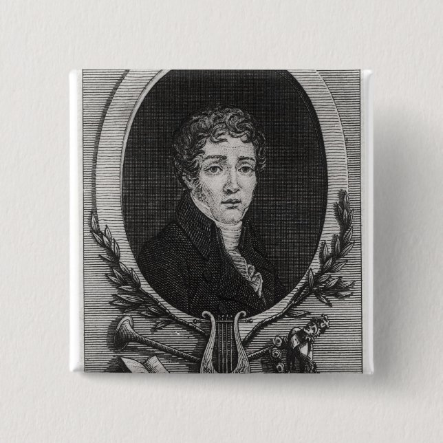 Portrait of Sebastian-Roch Nicolas 2 Inch Square Button (Front)