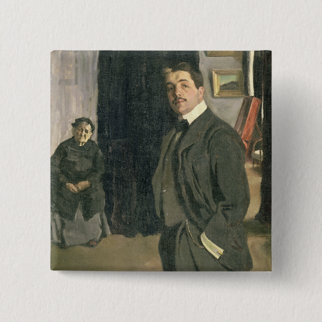 Portrait of Sergei Pavlovich Diaghilev 2 Inch Square Button (Front)