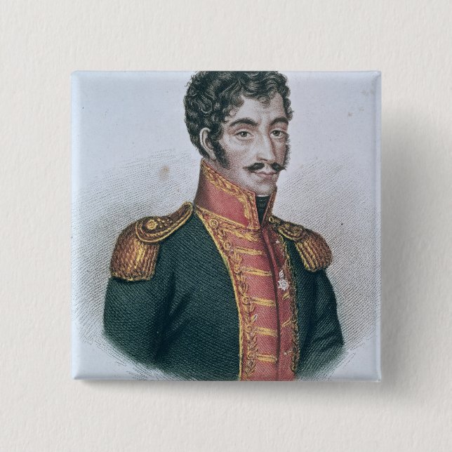Portrait of Simon Bolivar 2 Inch Square Button (Front)